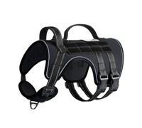 Harnais Chien, Harnais Anti Traction pour Chien Réfléchissant avec Poignée Contrôl et Attache, Arnet pour Chiens Respirant Gilet Réglable pour Chiens Moyen Grand (Noir, M)