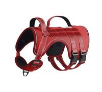 Harnais Chien, Harnais Anti Traction pour Chien Réfléchissant avec Poignée Contrôl et Attache, Arnet pour Chiens Respirant Gilet Réglable pour Chiens Moyen Grand (Rouge, L)