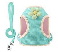 Harnais Collier pour Chien - Harnais Réfléchissant pour Chat,Accessoires Respirables pour Animaux avec Bretelles à Dessins Animés pour Randonnée Voyage Ville Plage Parc Extérieur Usage Quotidien