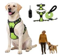 Harnais Confort Anti-Traction, Harnais Chien Réfléchissant Réglable, Facile à Mettre, avec Poignée Contrôle, Arnet pour Chiens Solide Respirant, Harnet pour Chiens Moyen et Grand (E,M)