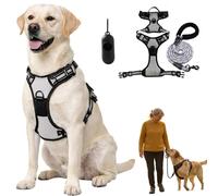 Harnais Confort Anti-Traction, Harnais Chien Réfléchissant Réglable, Facile à Mettre, avec Poignée Contrôle, Arnet pour Chiens Solide Respirant, Harnet pour Chiens Moyen et Grand (C,M)