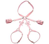 Harnais de bondage rose avec nœuds M/L - Taille réglable, cuisses et poignets
