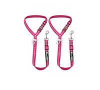 Harnais de ceinture de sécurité pour chien pour voiture - Laisse 2 en 1 et retenue s'attache à l'appuie-tête. Tendeur réglable, solide, durable, facile à utiliser. (rose, lot de 2)