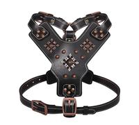 Harnais De Chien en Cuir avec Raccord en Métal Et Confortable Gilet De Chasse De Chasse À Un Grand Chien pour Les Chiens Moyens Et Grands,Noir,L