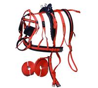 Harnais de conduite en nylon pour chariot avec brèche et rênes Rouge et noir Shetland