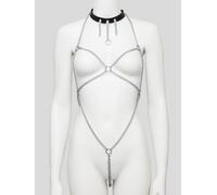 Harnais de corps en chaines avec collier cuir Deluxe