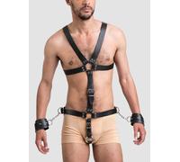 Harnais de corps en cuir avec menottes et cockring Deluxe