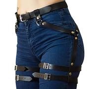 Harnais de corps en cuir pour femme - Lingerie punk - Jarretière réglable - Taille de jambe - Ceinture cage (Noir05)