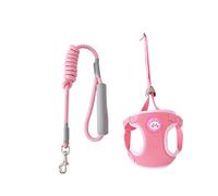 Harnais de Gilet pour Chien, Harnais de Gilet Réglable Et Respirant avec Bande Réfléchissante Et Corde de Traction en Matériau d'escalade, Sûr Et Léger - Facile À Porter, Adapté Aux Chats Et Aux Pink