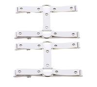 Harnais de jambe en cuir élastique réglable à 2 rangées avec porte-jarretelles style punk gothique, blanc, taille unique