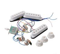 Harnais de micro pré-câblé pour guitare électrique avec sélecteur 5 voies et bouton noir pour configuration SSS (blanc)