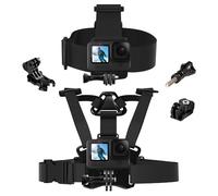 Harnais de poitrine et Harnais tete pour Action Cam, Ceinture de poitrine compatible avec Hero 13,12, 11, 10, 9, 8, 7, 6 Insta360, Fusion, DJI action 6 5 Pro/4/3/2 et la plupart des caméras d'action