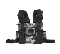 Harnais de poitrine porte-talkie-walkie avec pochette et sac zippé. Utilisation polyvalente. Grande capacité. Bretelles réglables. Bandes