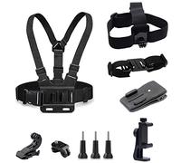Harnais de Poitrine pour téléphone Portable + Sangle de tête + Sangle de Casque + bandoulière pour Sac à Dos - Kit de Clip pour Shoot POV/VLOG - Compatible avec iPhone, Hero 8 7 6 5 4 3+ 3 et