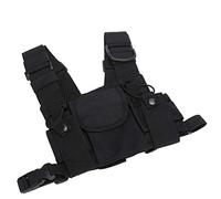 Harnais de Poitrine Radio, Pochette Avant de Harnais de Poitrine Double Talkie-walkie en Nylon Noir pour la Lutte Contre Les incendies et l'armée