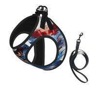 Harnais de Promenade Ajustable pour Chiots avec imprimé Aigle Patriotique, Clips pour Laisse, Harnais d'éducation pour Animaux de Compagnie