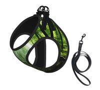 Harnais de Promenade Ajustable pour Chiots, imprimé Nature Verte, Clips pour Laisse, Harnais d'éducation pour Animaux de Compagnie