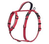Harnais de Promenade HALTI - Design léger avec 5 Sangles Réglables, Bande Réfléchissante et Poignée Souple Doublée de Néoprène. Harnais anti-traction pour toute race de chien (Taille M, Rouge)