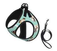 Harnais de promenade réglable pour chien avec bandes réfléchissantes pour petit animal de compagnie Motif bouledogue anglais