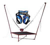Harnais de sécurité pour trampoline adulte avec 4 crochets et 4 tendeurs élastiques Bleu Taille moyenne - Sangle de sécurité demi-corps pour saut à l'élastique et accessoires de trampoline