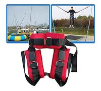 Harnais de Trampoline élastique pour Enfants Adultes, Ceinture de sécurité pour Trampoline avec Accessoires de Corde élastique Boucle de Saut Harnais de sécurité à Boucle à Trois Crochets,M,Red