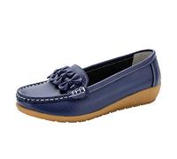 Harnais de Travail de Marche Flat Mocassins Chaussures Casual Mocassins de Conduite Chaussures de Marche pour Femmes Talons, bleu foncé, 41 EU
