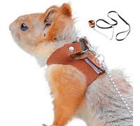 Harnais d'écureuil et Laisse Imitation réglable PU Écureuil avec Bande de Fixation
