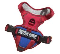 Harnais d'entraînement pour chien sans traction - Nylon rouge, taille moyenne, réfléchissant, respirant, harnais de marche d'extérieur rembourré | Course de nuit, sentiers, alpinisme, entraînement