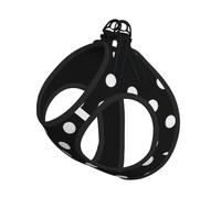 Harnais d'été pour chien avec imprimé à gros pois noirs et blancs, gilet doux et léger, harnais respirant réfléchissant pour une promenade facile