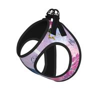 Harnais d'été pour chien avec imprimé fleurs roses et libellules - Doux et léger - Harnais réfléchissant pour une promenade facile