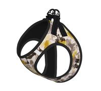 Harnais d'été pour chien avec imprimé floral jaune et gris, gilet doux et léger, harnais réfléchissant pour une promenade facile