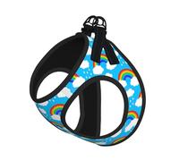 Harnais d'été pour chien avec imprimé gouttes de pluie et nuages arc-en-ciel, gilet léger et respirant, réfléchissant pour une promenade facile