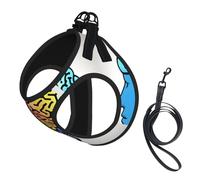 Harnais d'été pour chien avec laisse réglable et réfléchissant - Motif cerveau gauche et droit