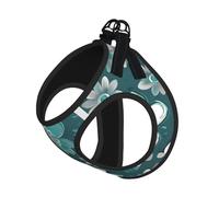 Harnais d'été pour chien avec laisse, réglable et réfléchissant, motif floral, bleu sarcelle, gris et blanc