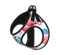 Harnais d'été pour chien Flamingo Bird Green Plant Leaf Printing Dog - Gilet doux et léger - Harnais réfléchissant pour animal domestique - Pour une promenade facile