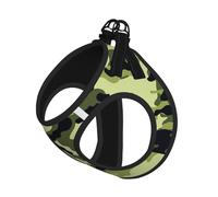 Harnais d'été pour chien imprimé camouflage vert, gilet doux et léger, harnais respirant réfléchissant pour une promenade facile