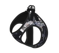 Harnais d'été pour chien imprimé libellules grises, gilet léger et respirant, réfléchissant pour une promenade facile