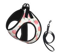 Harnais d'été pour chien imprimé pêche rose, gilet doux et léger, harnais respirant réfléchissant pour une promenade facile
