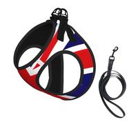 Harnais d'été réfléchissant avec motif drapeau du Royaume-Uni pour chiens et chats de petite, moyenne et grande taille
