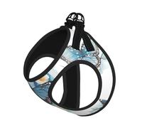 Harnais d'été réfléchissant avec motif papillon sur fleur bleu pour chiens et chats de petite, moyenne et grande taille