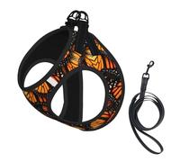 Harnais d'été réfléchissant pour chiots et chats de petite, moyenne et grande taille Motif papillons Orange