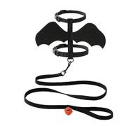 Harnais d'Halloween réglable avec ailes de chauve-souris et laisse en forme de clochette pour animal domestique (taille M)