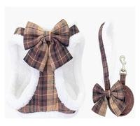Harnais d'hiver for Petit Chien, en Laine d'agneau, avec nœud à Carreaux Chaud, Anti-Rupture, for Animaux de Compagnie(Coffee,XS)
