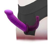 Harnais double gode Taille L Slip avec gode interne Pantalon pénien Silicone Double gode Gode-ceinture Plug anal gros Point G Gode-ceinture Sextoy pour hommes et femmes