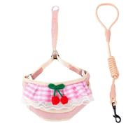 Harnais et Laisse de Chien, Conception en Dentelle Mignonne Cerise en Cerise, Harnais de Chiot réglable et Laisse en Forme pour la Marche, la Course, l'entraînement, M