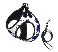 Harnais et Laisse en Maille Douce avec imprimé Carte et Drapeau de l'Alaska pour Chien, Chiot ou Chat. Gilet rembourré Confortable et Anti-Traction.