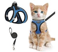 Harnais et laisse pour chat pour la marche, anti-fuite, harnais réglable pour chaton, harnais réfléchissant en maille souple, ajustement confortable, facile à contrôler