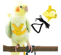 Harnais et laisse pour perroquet pour animal domestique, design d'entraînement réglable, anti-morsure, keck, mini ara et oiseaux de même taille (jaune)