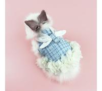 Harnais et laisse réglables pour petits animaux de compagnie - Vêtements pour lapins - Pour la marche des chatons, chiots et animaux domestiques (19 cm, bleu)