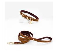 Harnais for Chien de Compagnie à la Mode, Collier de Laisse, Collier de Cou, Universel for Chiens de Petite et Moyenne Taille(Light Brown,M_Collar Set)